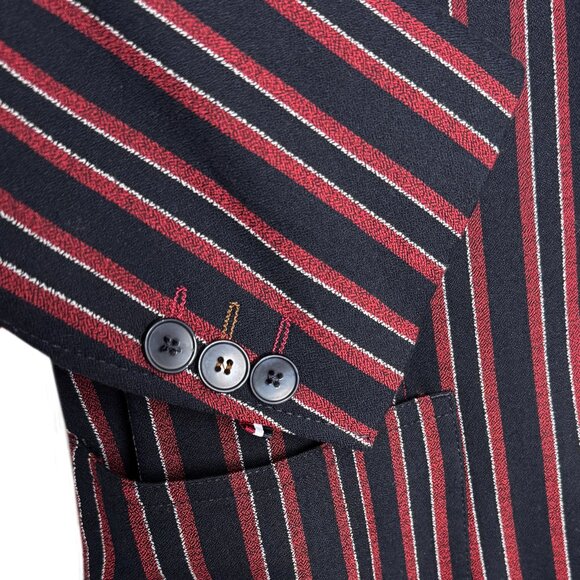 ZARA MAN FULLY LINED CLASSIC STRIPED SUIT BLAZER TAILORED BRITISH BESPOKE 44R - Picture 7 of 10